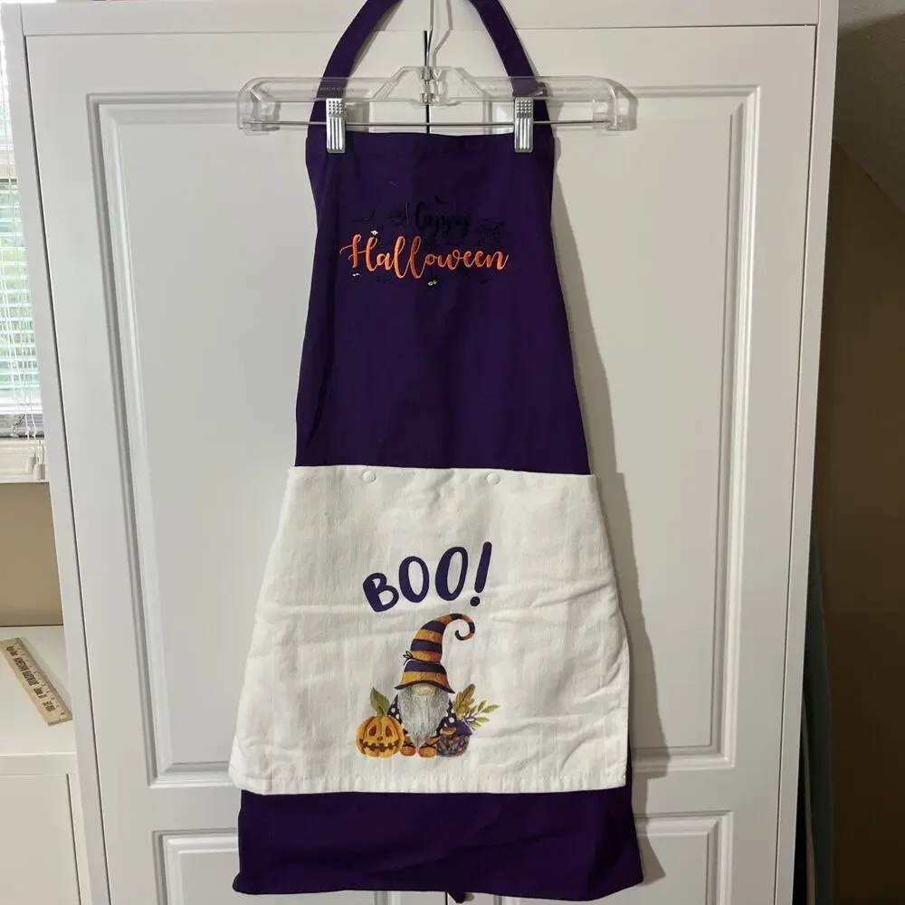 Custom Made Kitchen Apron With Embroidery & Removable Towel Washable Halloween